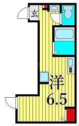 京成本線 京成高砂駅 徒歩5分の賃貸アパート 1階ワンルームの間取り