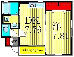 エルシャンテ 1階1DKの間取り
