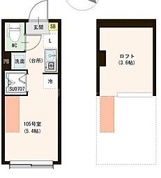 京成本線 江戸川駅 徒歩12分の賃貸アパート 1階ワンルームの間取り