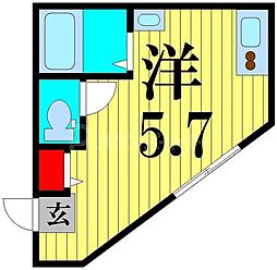 アーバンヴィラ亀有 2階ワンルームの間取り