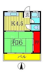 京成金町線 京成金町駅 徒歩9分の賃貸アパート 2階1Kの間取り