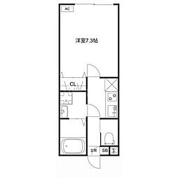 京成本線 堀切菖蒲園駅 徒歩15分の賃貸アパート 2階1Kの間取り