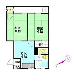 木村ハイツ 2DKの間取図画像