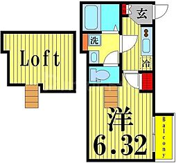 京成押上線 京成曳舟駅 徒歩10分の賃貸アパート 3階1Kの間取り