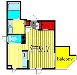 JR常磐線 綾瀬駅 徒歩6分の賃貸マンション 6階ワンルームの間取り