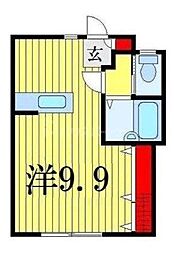 京成本線 京成高砂駅 徒歩1分の賃貸アパート 1階ワンルームの間取り