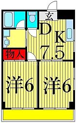 京成金町線 柴又駅 徒歩9分の賃貸マンション 2階2DKの間取り