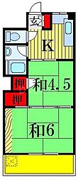 日吉マンション 2Kの間取図画像