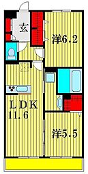 ディアコート 2LDKの間取図画像
