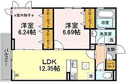 ソレイユM 2LDKの間取図画像