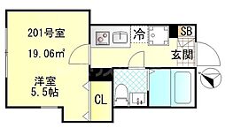 江戸川区西小岩3丁目アパート 1Kの間取図画像