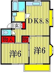 ヴェルドミール 2DKの間取図画像