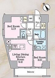 ラグゼナ北千住II 2LDKの間取図画像