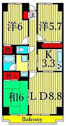 マンション篠崎 3LDKの間取図画像