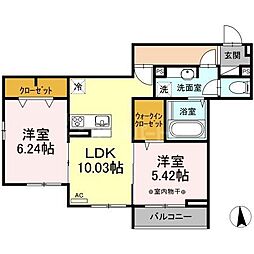 シーガル 2LDKの間取図画像
