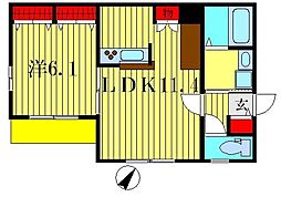 ニューハイツ鎌倉2 1LDKの間取図画像