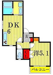 ガーデンレジデンス金町 1DKの間取図画像