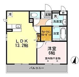 E1レジデンスA 1LDKの間取図画像