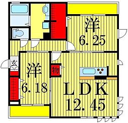 グランフォルト高砂 2LDKの間取図画像