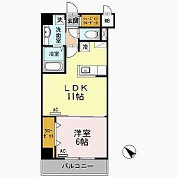 オーチャードK 1LDKの間取図画像