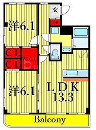 サンモールスクエア 2LDKの間取図画像