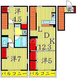 エルスタンザ綾瀬DEUX 3LDKの間取図画像
