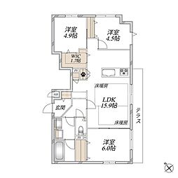 Encore Manor  (アンコールマナー) 3LDKの間取図画像