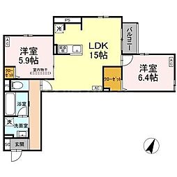 MOCRAFT南小岩 2LDKの間取図画像