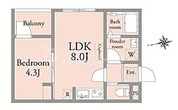 アーベインテラスお花茶屋 1LDKの間取図画像