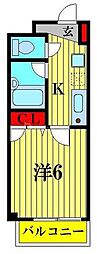 カーサ松原 1Kの間取図画像