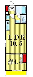アダージョ高砂 1LDKの間取図画像