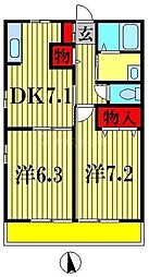 ハイツエイワ2 2DKの間取図画像