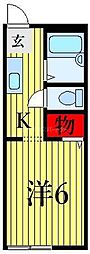 ホワイトハウス 1Kの間取図画像