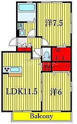 ボヌール・ハウス 2LDKの間取図画像