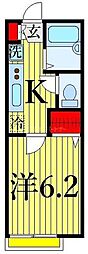 セイコーハウスB 1Kの間取図画像