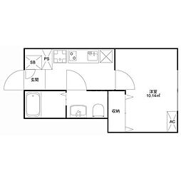 MQuarto葛飾四ツ木 1Kの間取図画像