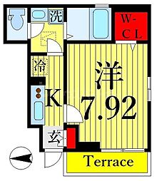 フルール 1Kの間取図画像