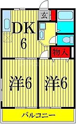 カサベルテ堀切 2DKの間取図画像