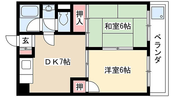 香流マンション 405｜愛知県名古屋市名東区香流２丁目(賃貸マンション2DK・4階・42.00㎡)の写真 その2