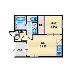 ベルベットコート岩塚 1DKの間取図画像