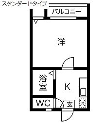 Kspace東別院 1Kの間取図画像