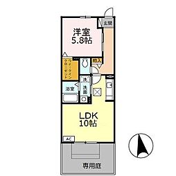 ボヌール里 1LDKの間取図画像
