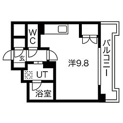 プレシャス鴨付 1Kの間取図画像