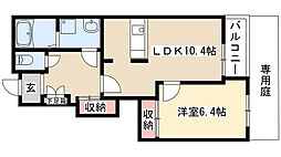 パークヒルズ城土 1LDKの間取図画像