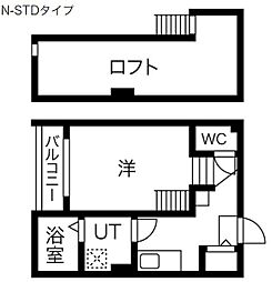 ステータス名駅西 1Kの間取図画像