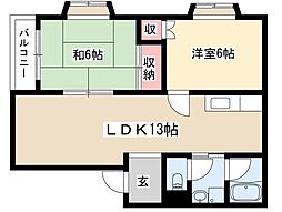 メゾン汐路 2LDKの間取図画像