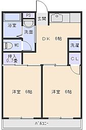 佐藤第一ビル 2DKの間取図画像