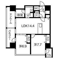 さくらヒルズニシキプラチナムレジデンス 2LDKの間取図画像
