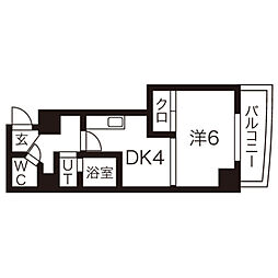 ワピタ名駅 1DKの間取図画像