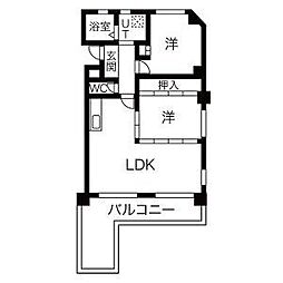 コスモハイツ 2LDKの間取図画像